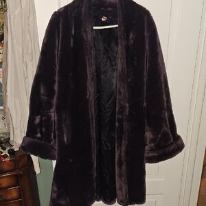 Elegant Dark Brown / Dark Purple Fur Teddy Coat